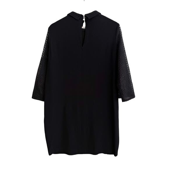 Sessun Vicky Dress Medium Black Collared Embroidered Preppy Goth Retro Mini - Picture 5 of 7